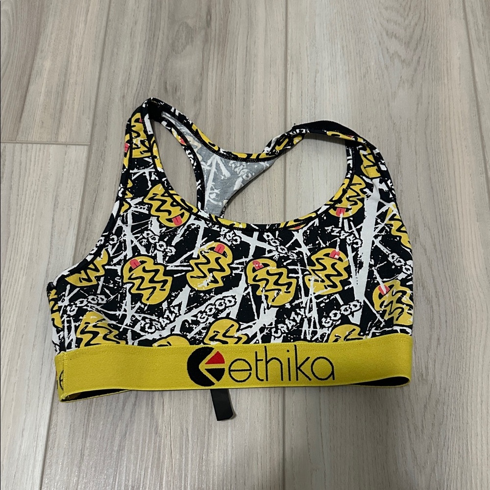 Ethika Black and Yellow Graphic Sports Bra
